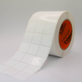Flex-A-Freeze: 25mm(h) x 25mm(w) White Polymer Labels.