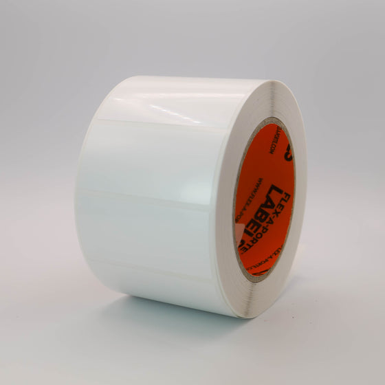Flex-A-Versal: 32mm(h) x 70mm(w) White Polyester Labels
