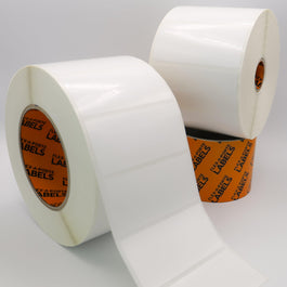 Flex-A-Versal: 36mm(h) x 79mm(w) White Polyester Labels.