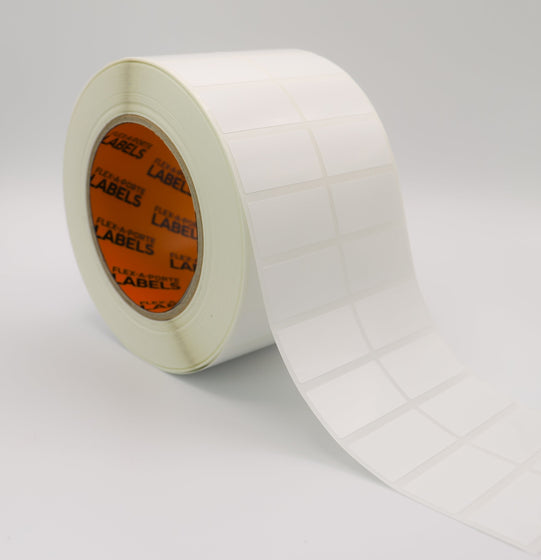 Flex-A-Freeze: 19mm(h) x 38mm(w) White Polymer Labels